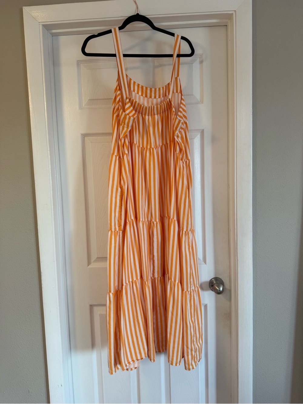 2x The Drop, Striped Orange and White Tiered Sundress - Picture 2 of 2